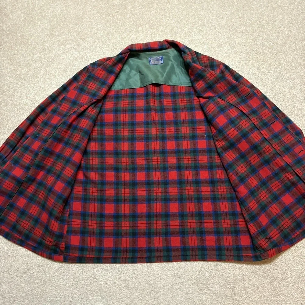 Vtg Pendleton Blazer Jacket Mens Large Red Plaid Wool Hunting Sport Coat 50s 60s